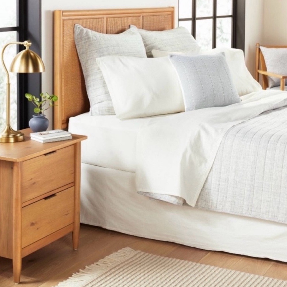 LAST ONE 4pc King Linen Blend with Hem Stitch Sheet Set Sour Cream Hearth & Hand